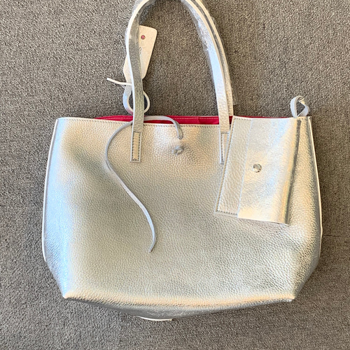 最上級イタリアンレザートートバッグ NO.137015横型(中)シルバー