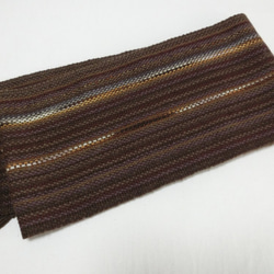 くぬぎ色の手織りウールマフラー 長さ200cm 3枚目の画像