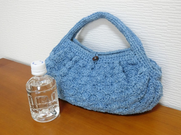 小ぶりな藍染め手編みグラニーバッグ 　 7枚目の画像