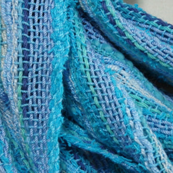 海のきらきら色手織りコットンミニストール 2枚目の画像