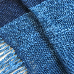 藍染手織りコットンストール　濃太縞 3枚目の画像