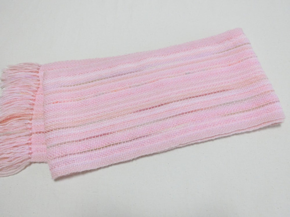 桜色の手織り春マフラー ソメイヨシノ満開　182cm 5枚目の画像