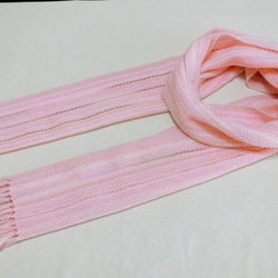 桜色の手織り春マフラー ソメイヨシノ満開　182cm 7枚目の画像