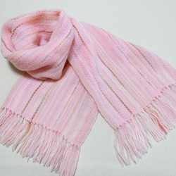桜色の手織り春マフラー ソメイヨシノ満開　182cm 8枚目の画像
