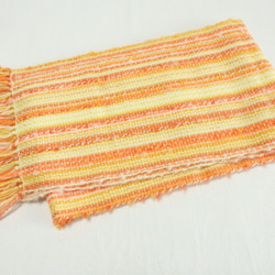夕日色の手織り春マフラー　160cm 4枚目の画像