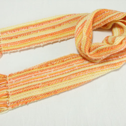 夕日色の手織り春マフラー　160cm 5枚目の画像