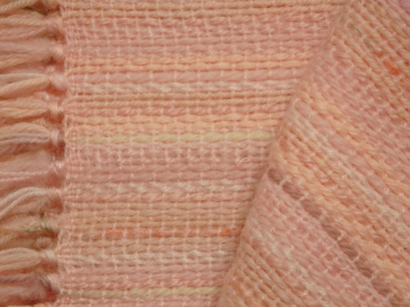 桜色の手織り春マフラー ソメイヨシノ満開　190cm 6枚目の画像