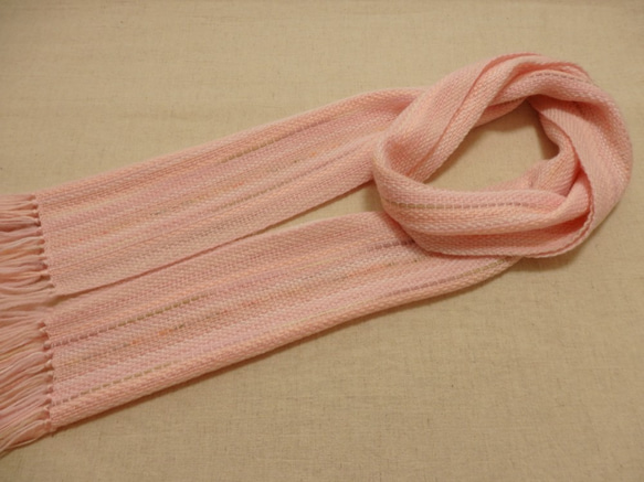 桜色の手織り春マフラー ソメイヨシノ満開　190cm 7枚目の画像