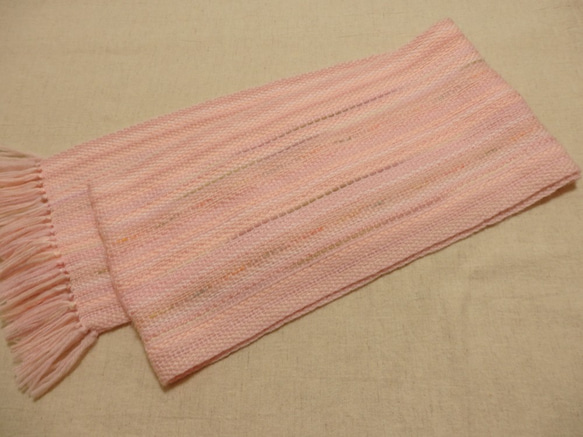 桜色の手織り春マフラー ソメイヨシノ満開　190cm 5枚目の画像