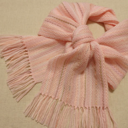 桜色の手織り春マフラー ソメイヨシノ満開　190cm 2枚目の画像