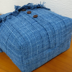 藍染手織り布フリンジミニトートバッグ 7枚目の画像