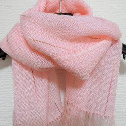 桜色の手織り広巾ストール　38×202cm 1枚目の画像
