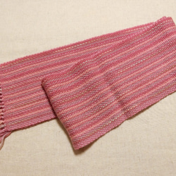 手織りウールマフラー ピンクバリエーション５ 4枚目の画像