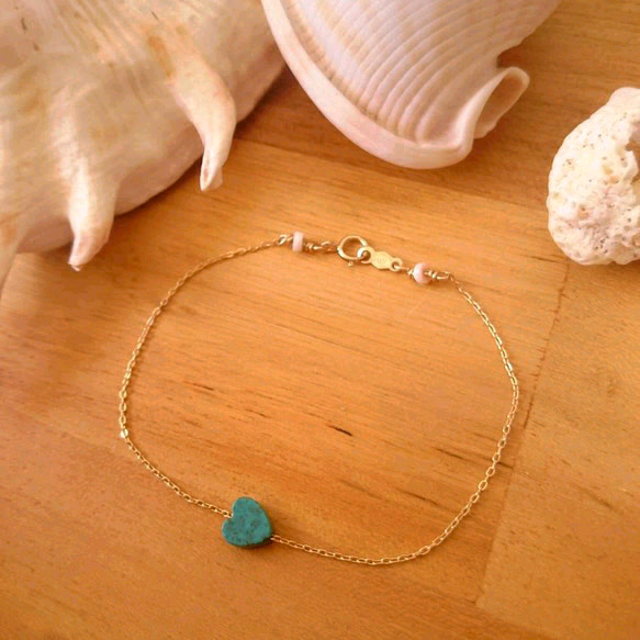 *14kgf* heart turquoise bracelet: S 2枚目の画像