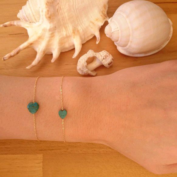 *14kgf* heart turquoise bracelet: S 4枚目の画像