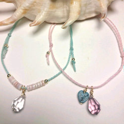 pink sehll × clear drop cord anklet 2枚目の画像