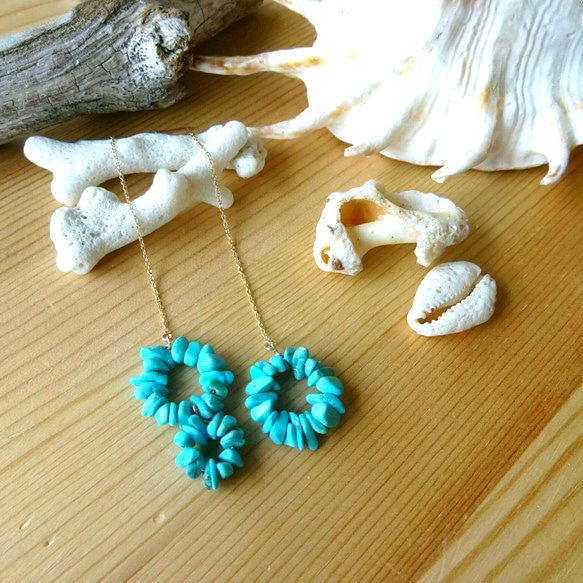 sleeping beauty turquoise ring chain earring 2枚目の画像