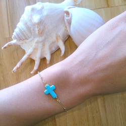 California charm turquoise cross bracelet 3枚目の画像