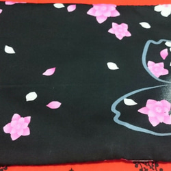 【御朱印帳・袋付】桜と牡丹・黒 4枚目の画像