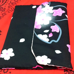 【御朱印帳・袋付】桜と牡丹・黒 5枚目の画像