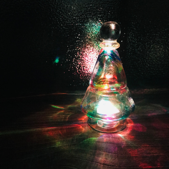 《Xmas》ガラスの　灯るツリーcarnival　♪選べるライト♪【受注生産】 1枚目の画像