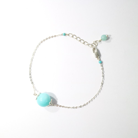 【ColorDay】 聖誕交換禮物微笑點點~天河石_綠松石純銀手鍊〈Amazonite Silver Bracelet〉 第3張的照片