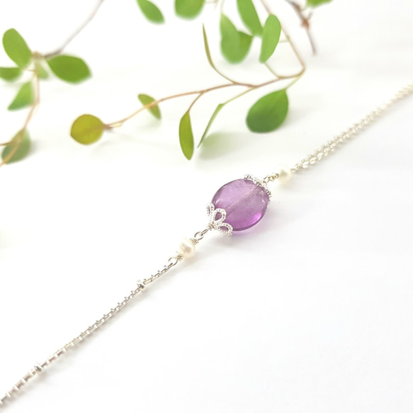 【ColorDay】6月誕生石-薰衣草微風螢石純銀手鍊 / Flourite / フローライト 第2張的照片