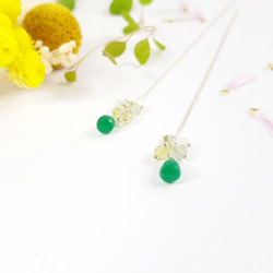 【ColorDay】5月誕生石- 優雅小妞森林綠瑪瑙純銀耳鍊 /  Green Agate / グリーンメノウ 第2張的照片