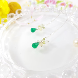 【ColorDay】5月誕生石- 優雅小妞森林綠瑪瑙純銀耳鍊 /  Green Agate / グリーンメノウ 第4張的照片