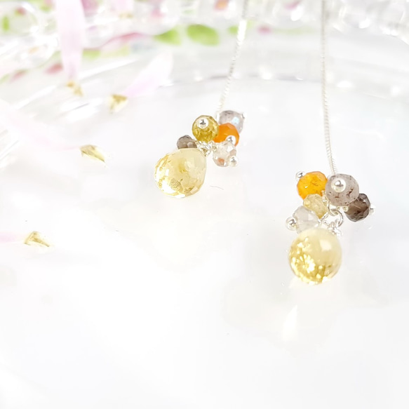 【ColorDay】11月誕生石- 優雅小妞陽光黃水晶純銀耳鍊 /  Citrine / シトリン 第2張的照片