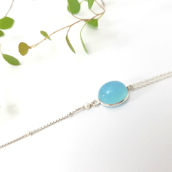 【ColorDay】3月誕生石-甜甜薄荷冰藍玉髓純銀手鍊 / Blue Chalcedony / ブルーカルセドニー 第4張的照片