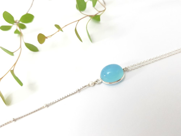 【ColorDay】3月誕生石-甜甜薄荷冰藍玉髓純銀手鍊 / Blue Chalcedony / ブルーカルセドニー 第4張的照片