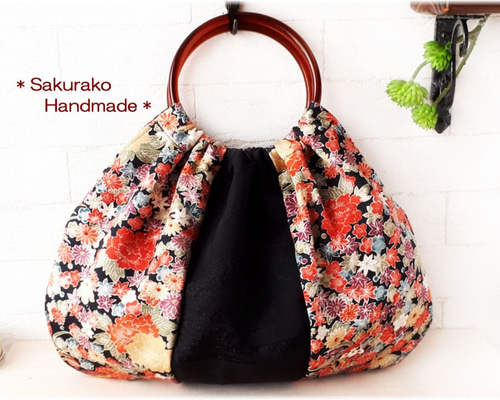 七五三★リメイクバッグ 大島紬リメイク ハンドメイド トートバック ファスナーポケット 美品