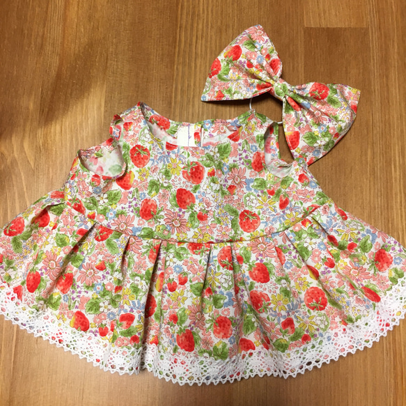 いちご柄ワンピース☆ディズニーのステラルーS用ハンドメイド 