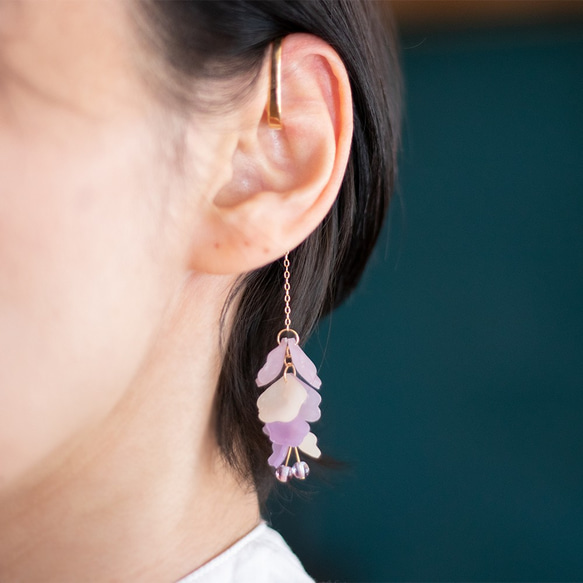 紫藤耳套+耳環或耳環 第1張的照片