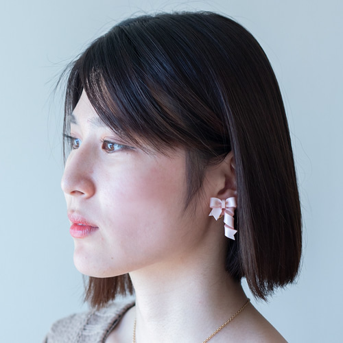 hanairoaiki ぐるぐるりぼん ピアス くるくるリボンピアス/イヤリング（桜） イヤリング