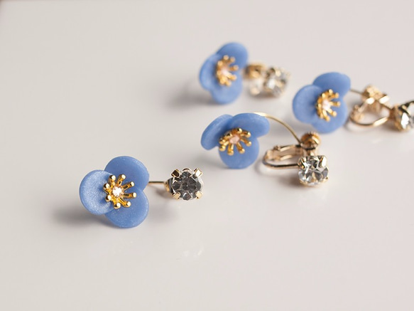 珠寶和背部抓耳環/耳環花（藍色） 第2張的照片