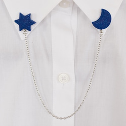 月と星の襟ブローチ ブローチ 地下3階 通販 869563｜Creema(クリーマ)