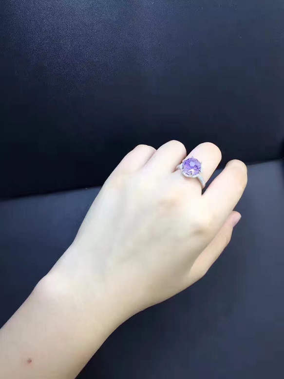新款天然紫水晶戒指 第2張的照片