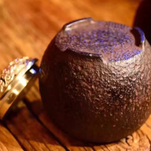 古銅 銀象嵌雲鶴文 三足蓋爐 香炉 唐木台・時代箱付