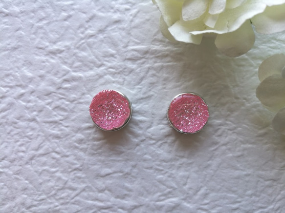 267.Round earring（さくらピンク） 2枚目の画像