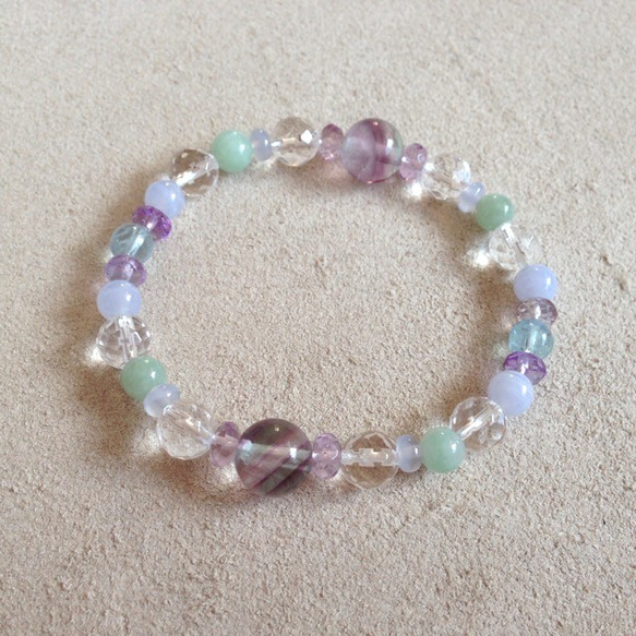 Fluorite:Aquamarine:Amethyst**Bracelet 4枚目の画像