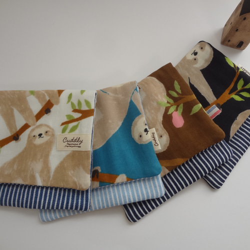 大きめ*ナマケモノ*やわらかガーゼハンカチ4枚セット ハンカチ  