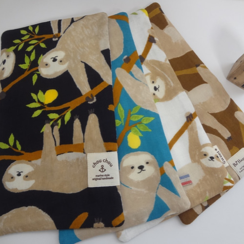 大きめ*ナマケモノ*やわらかガーゼハンカチ4枚セット ハンカチ  