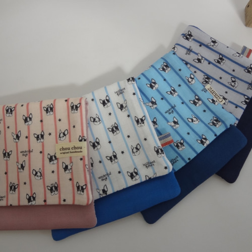 大きめ*フレンチブル*a*やわらかガーゼハンカチ4枚セット ハンカチ 