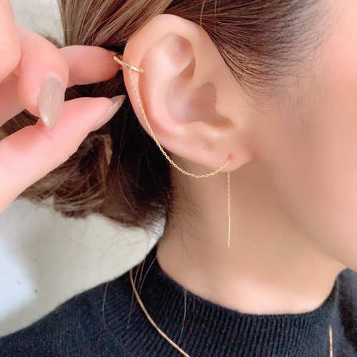 片耳　アメリカンピアス coco vanilla* イヤーカフ × アメリカンピアス(片耳用） イヤーカフ