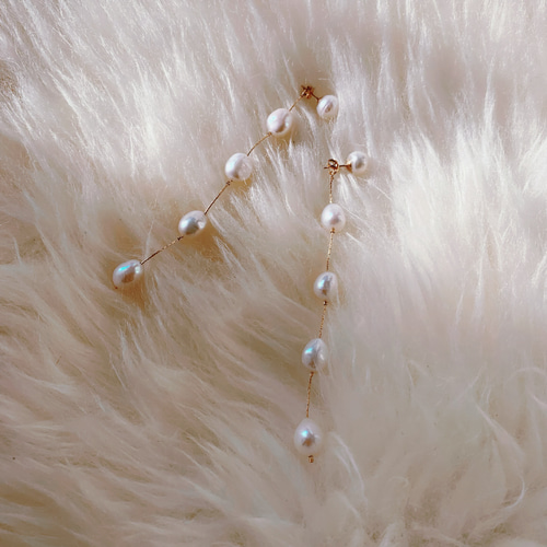 14kgf淡水パール5連ピアス(イヤリング変更可) *2wayピアス ピアス