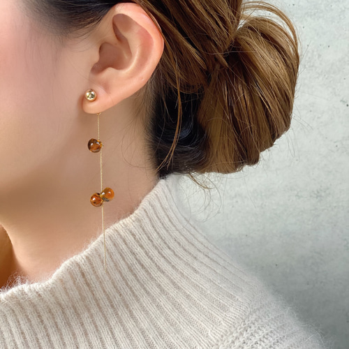 coco vanilla* べっ甲カラーしゃぼん玉ピアス(イヤリング変更可) *2way  