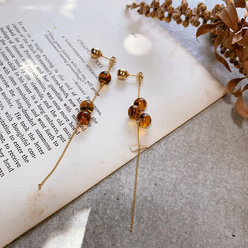 coco vanilla* べっ甲カラーしゃぼん玉ピアス(イヤリング変更可) *2way  