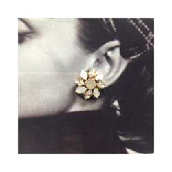*施華洛世奇女士花朵耳環（耳環）*米色 第2張的照片